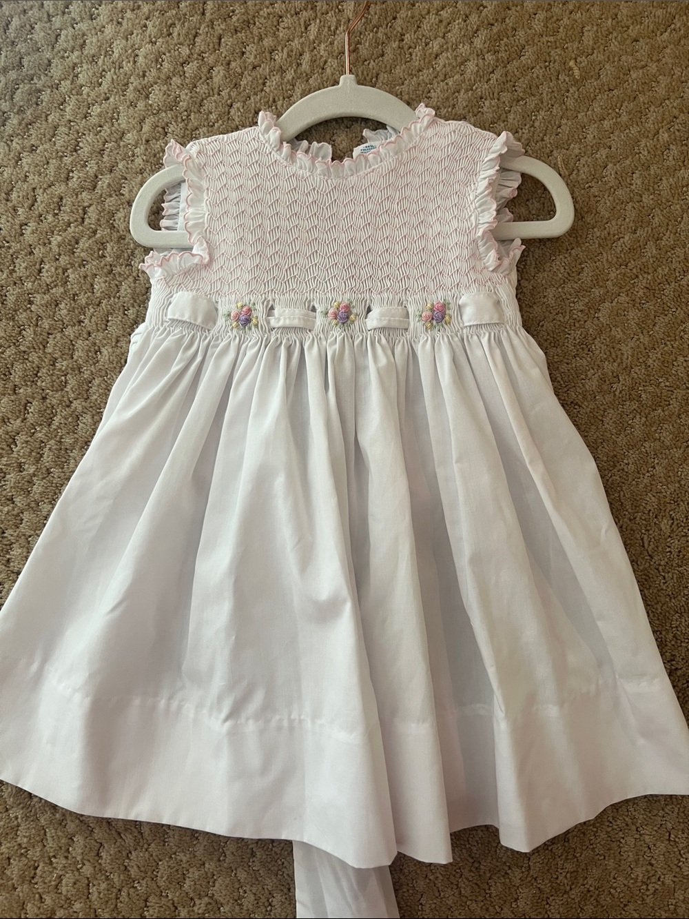 Feltman Bros Classic Smocked Pink & White Girls Dress